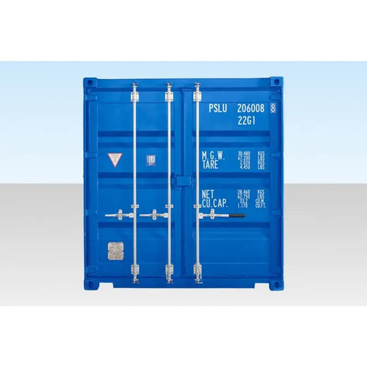 CONTENTOR DE AUTOSERVIÇO DE 20 PÉS COM PISO EM BAMBU – AZUL (RAL 5010)